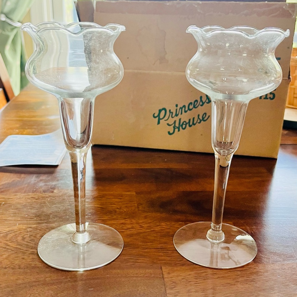 Princess House Set of Handblown Crystal Candle Holders